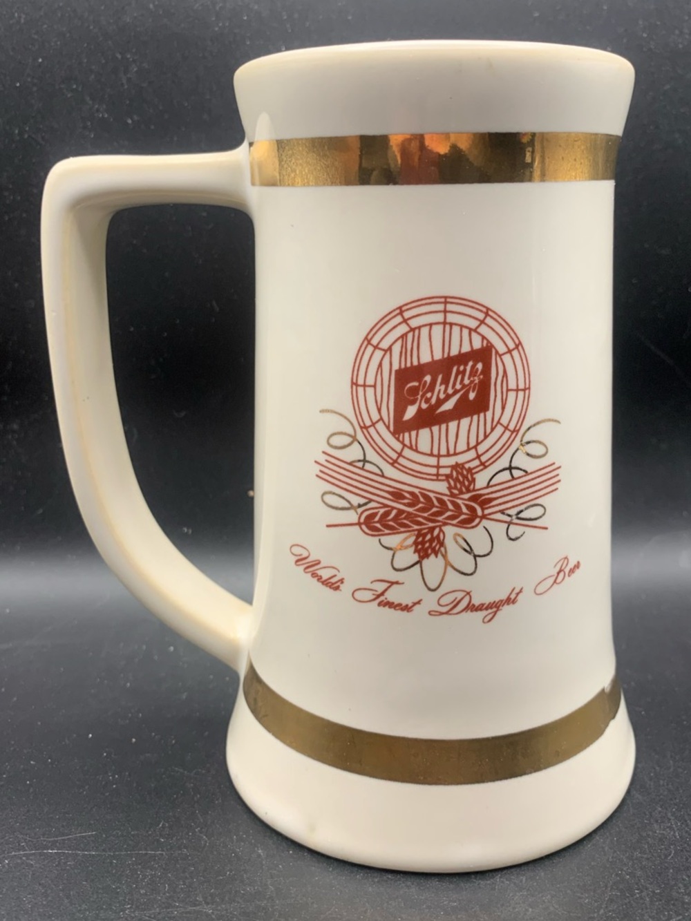Vintage Schlitz Beer World's Finest Draught Beer Ceramic Mug Stein Left Handed
